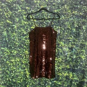 a new day Sequin Mini Dress in Shimmering Chocolate Brown